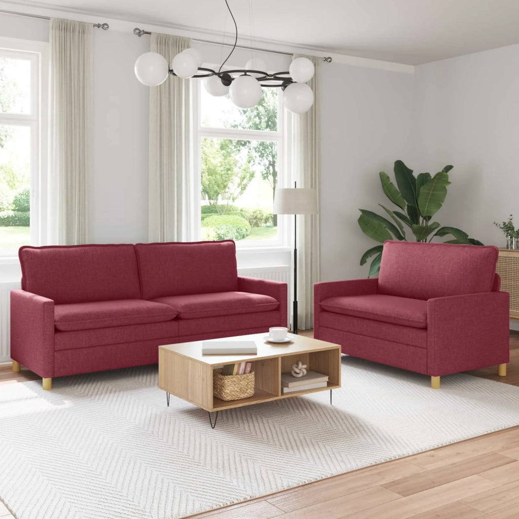 Set di divani 2 pz Rosso Vino Tessuto 3417122