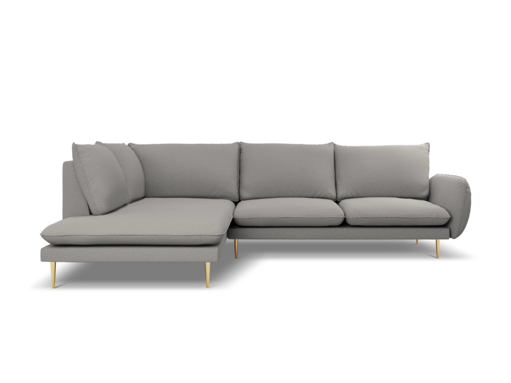 Cosmopolitan Design - Divano angolare sinistro "Vienna" 6 posti in bouclé grigio 