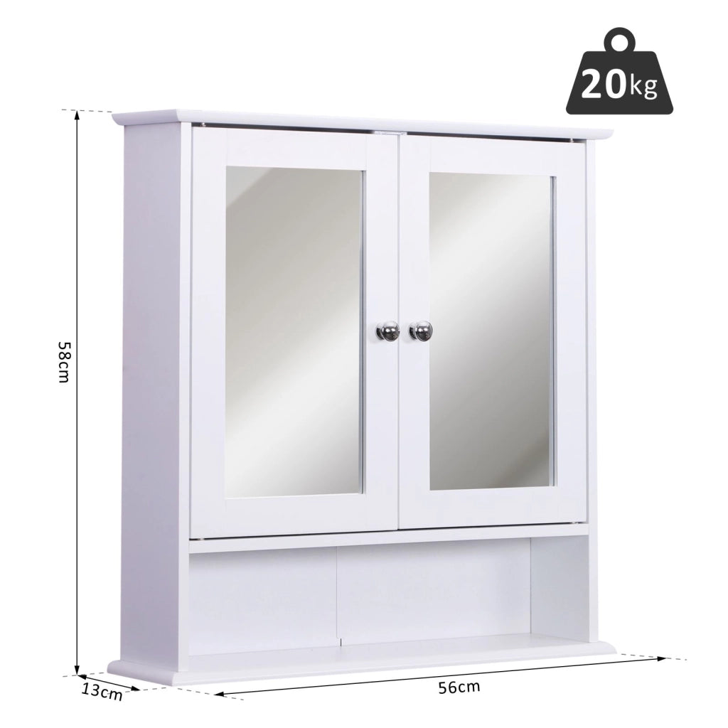 ARMADIETTO PENSILE DA BAGNO CON SPECCHIO BIANCO 56 X 13 X 58 CM