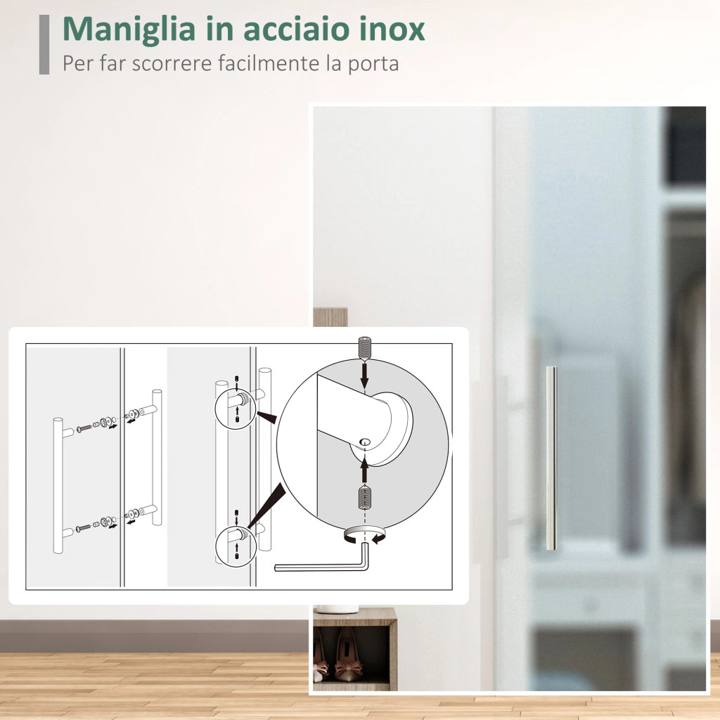 Porta Scorrevole Interna in Vetro Smerigliato ¨C zephmum ¨C Grigia 205x77.5x0.8cm
