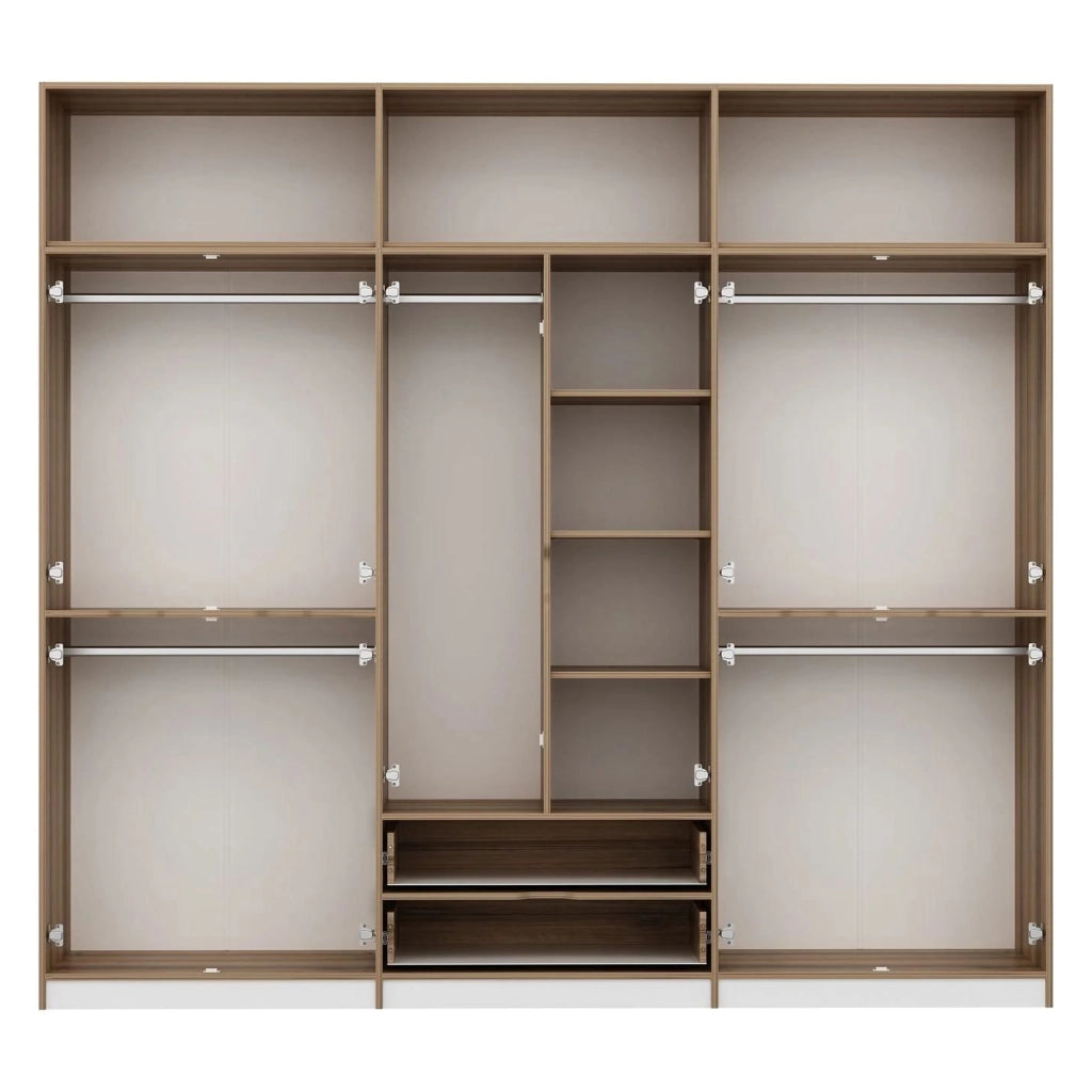 Armadio Camera da Letto Fissiraga, Guardaroba Grande 2 Cassetti, 277x253h cm Bianco