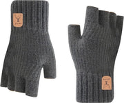 Due paia di guanti senza dita per donne, guanti senza dita invernali a maglia, guanti caldi a maglia senza dita con metà dita per guidare, digitare, andare in bicicletta, unisex, unico modello - grigio scuro