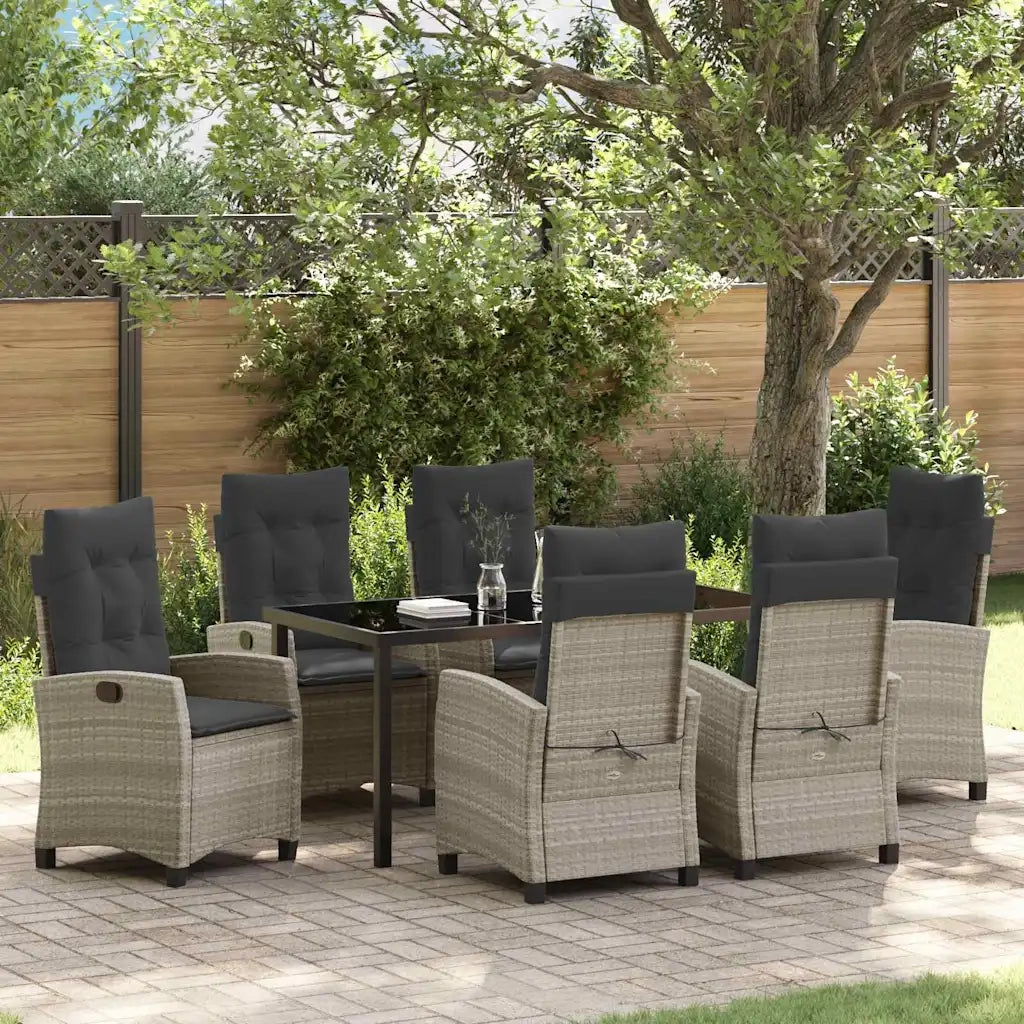 Set da Pranzo per Giardino 7 pcs Grigio chiaro polyrattan 3380411