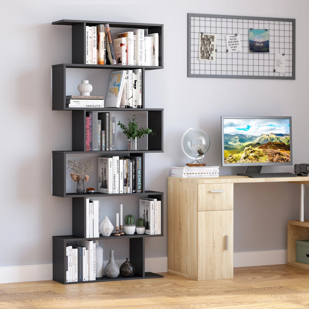 Libreria 6 Ripiani Legno Forma S ¨C zephmum ¨C 80x24x191 cm Colore Nero
