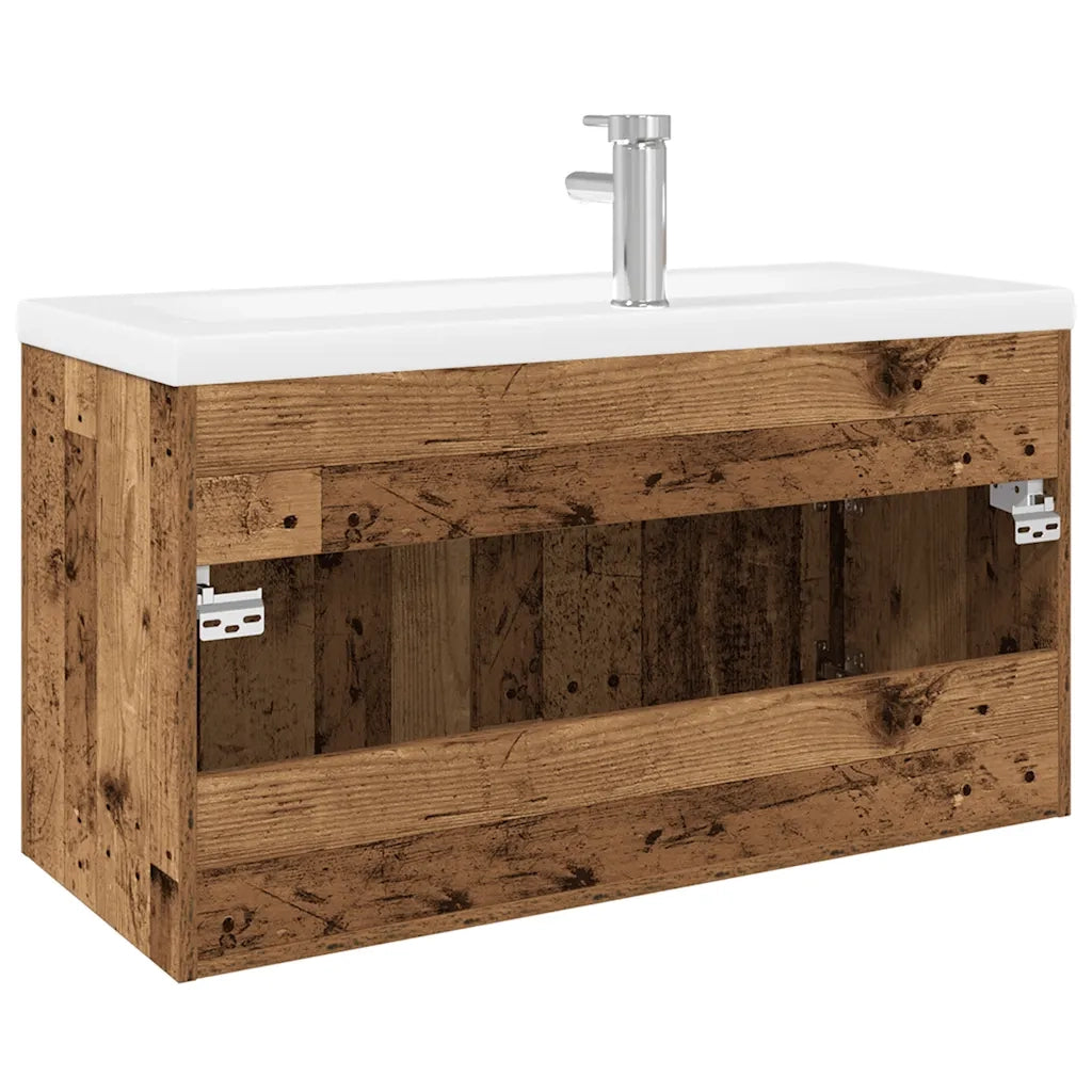 Mobile Bagno Lavabo | Armadio Lavabo Integrato Legno Antico in Legno Multistrato