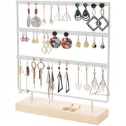 Supporto per Orecchini 3 Livelli - Catena per Gioielli - Base per Orecchini - Display per Orecchini - Base in Legno - 30 Paia di Orecchini - Supporto per Gioielli