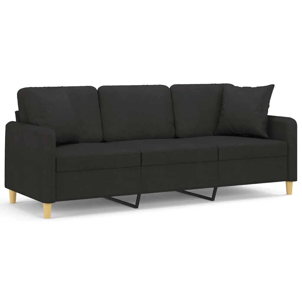 Divano a 3 Posti con Cuscini Nero 180 cm in Tessutocod mxl 75144