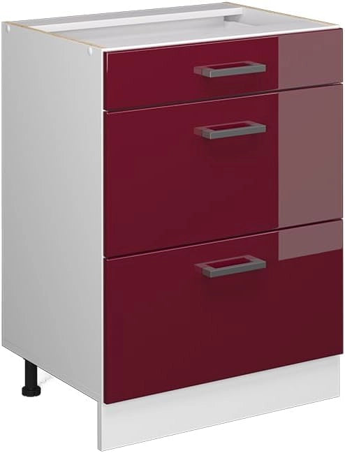 Frontale cucina R-Line, Rosso lucido, 59.6 x 71.3 cm frontale del mobile per mobile base con cassetti