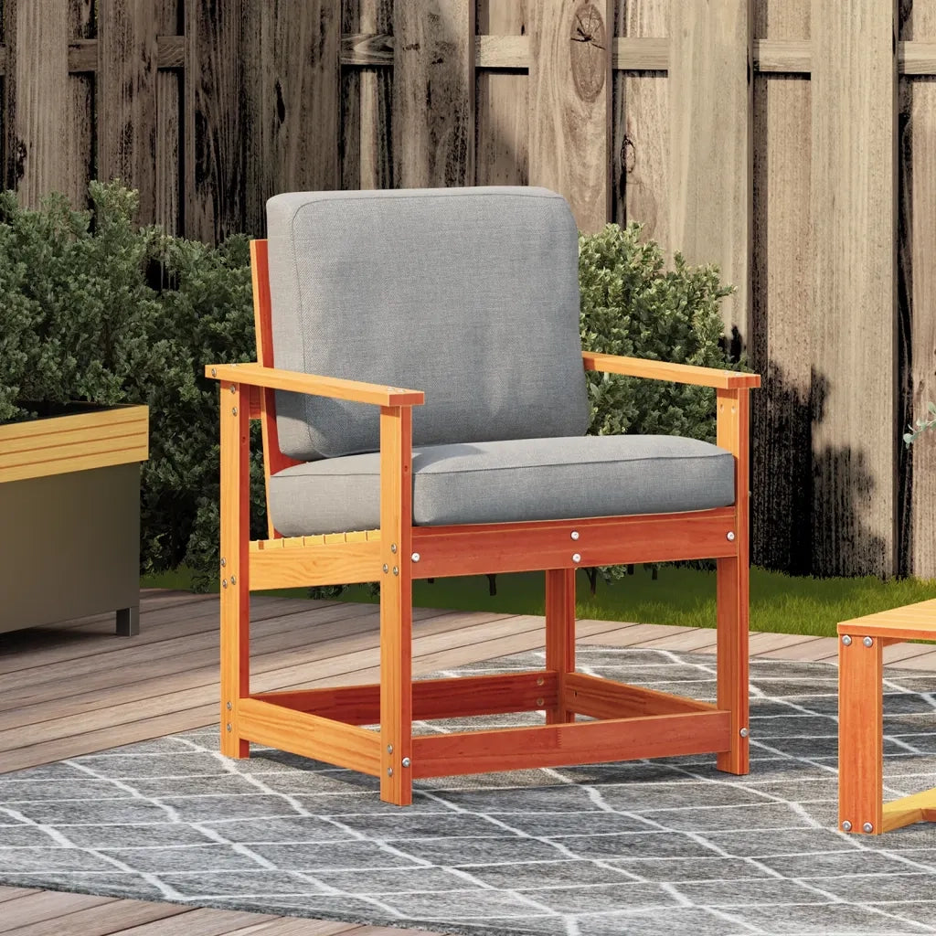 Sedia da patio-Sedia da Giardino Marrone Cera 62x56x77 cm Legno Massello Pino