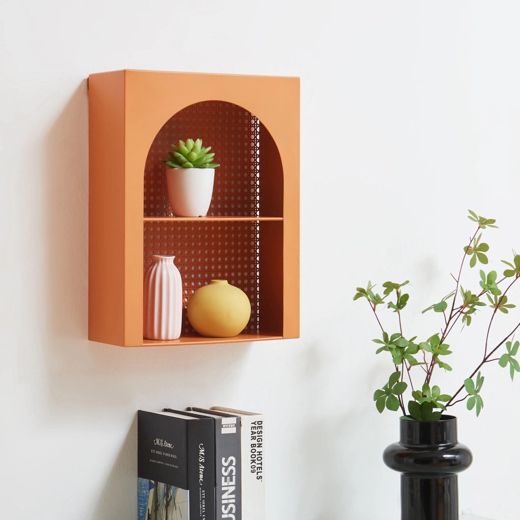 Scaffale da Parete Jäller Design Arcuato 40x30x13 cm Arancione [en.casa]