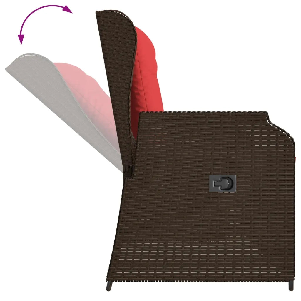 Panchina da giardino reclinabile con Cuscini in Polyrattan Marrone 368961