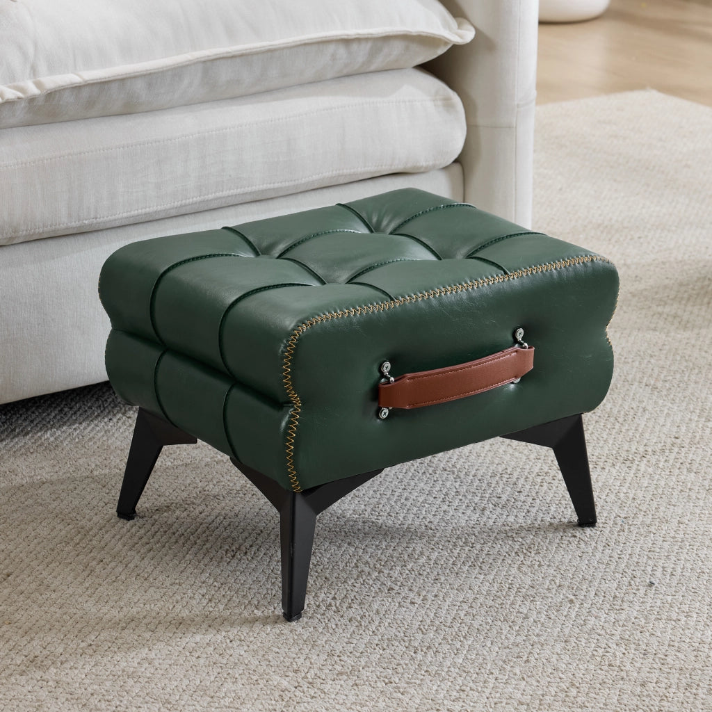 Pouf Poggiapiedi ¨C Xylo ¨C Verde, Similpelle, Gambe in Metallo