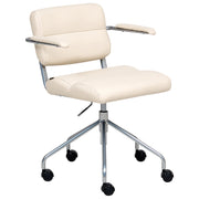 Sedia da ufficio in ecopelle bianco sporco girevole e regolabile in altezza con braccioli Ufficio Casa Studio Tradizionale