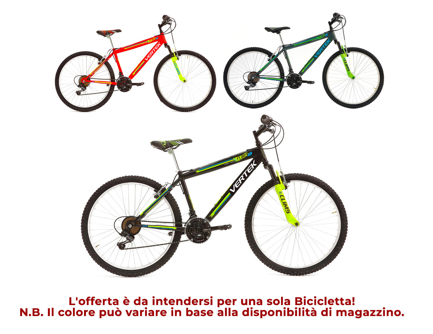 Bicicletta MTB Ragazzo 26” 18 Velocità Climb Nero o Rosso o Antracite