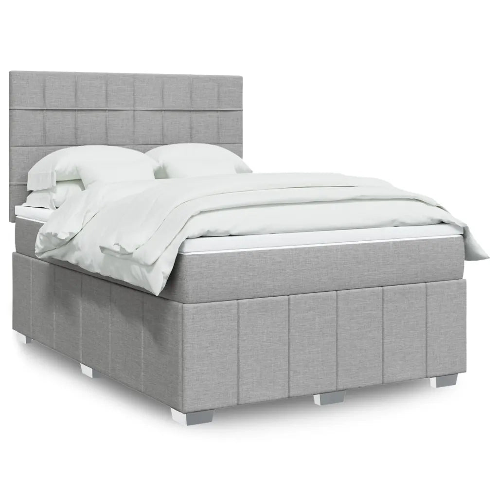 Giroletto a Molle con Materasso Grigio Chiaro 140x200cm Tessuto