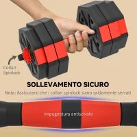 Set Pesi da Palestra 4 in 1 da 30kg, Convertibile in Kettlebell, 2 Manubri, Bilanciere e Supporto Flessioni, Rosso