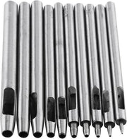 Kit per forare la pelle - 10 pezzi di punteruoli per pelle - Attrezzatura artigianale completa per orologi e cinture in pelle - Set 0.5-5mm.