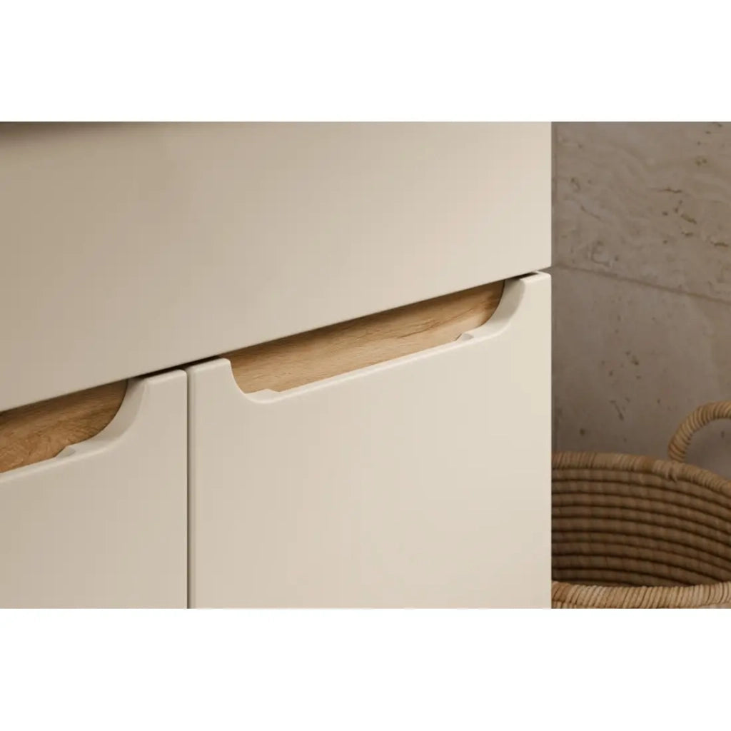 Mobile sotto lavabo ERMANO – 2 ante – Cachemire e quercia – L80 × H84 × P46 cm – Da appoggiare