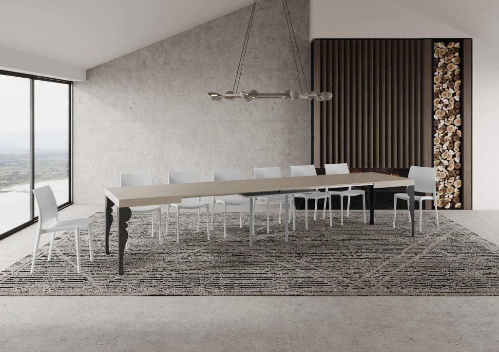 Tavolo allungabile 90x140/400 cm Paxor cashmere gambe antracite