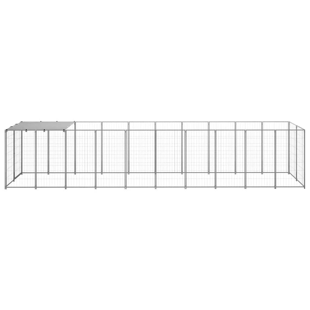 Recinto per animali da esterno per cani in acciaio color argento 6,05 m² 02_0000291