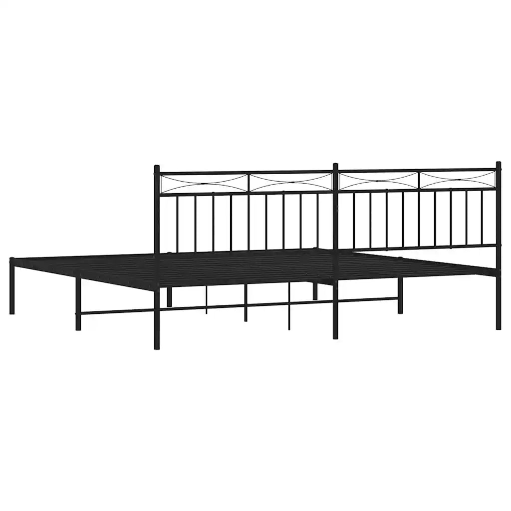 Giroletto con Testiera-Struttura Letto con testiera in Metallo Nero 193x203 cm 494077