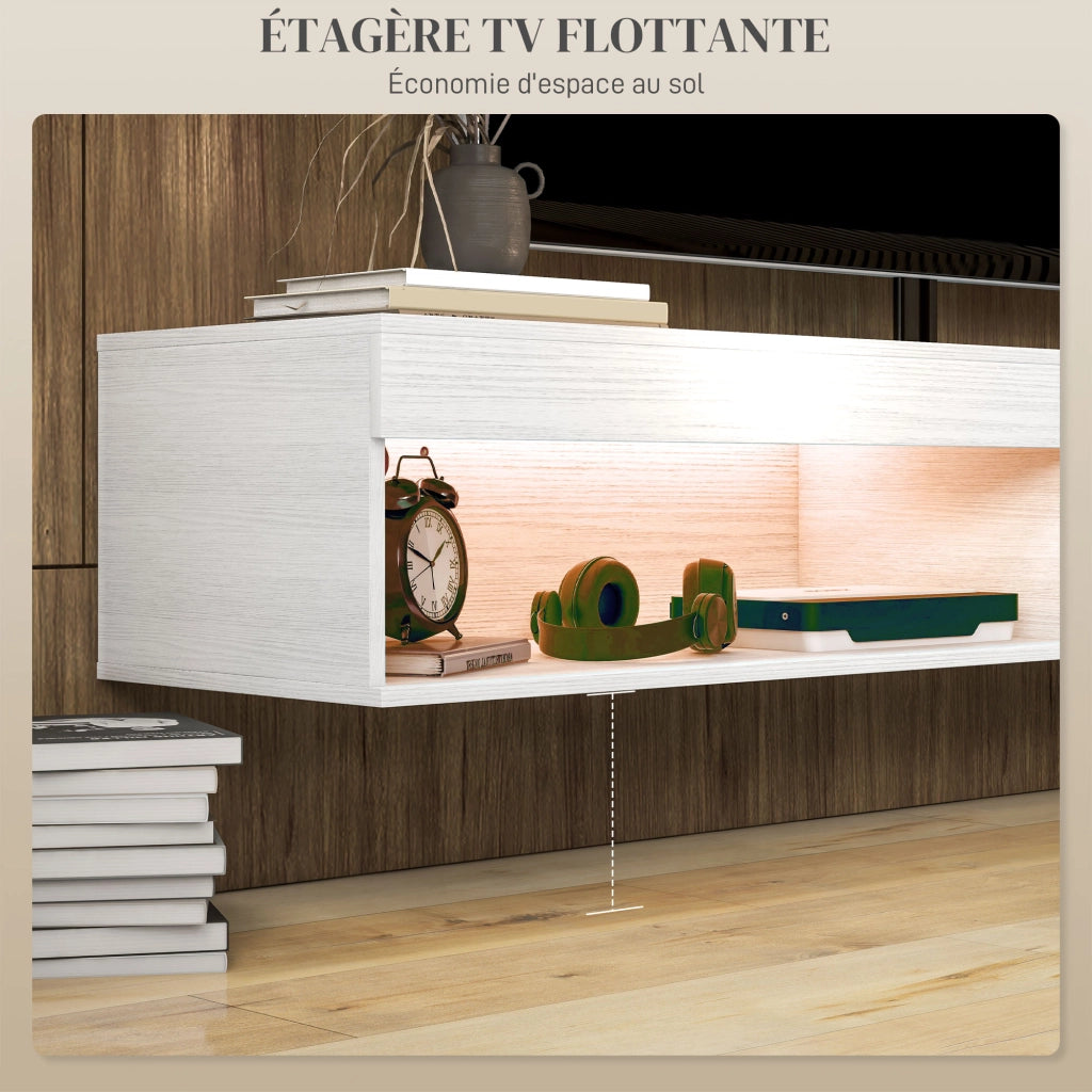 Mobile TV a parete con illuminazione LED ¨C zephmum ¨C bianco 180x40x30 cm