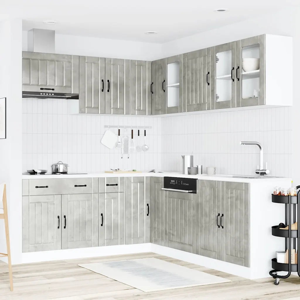 vidaXL Set Mobili da Cucina 11 pz Lucca Grigio Cemento in Truciolato