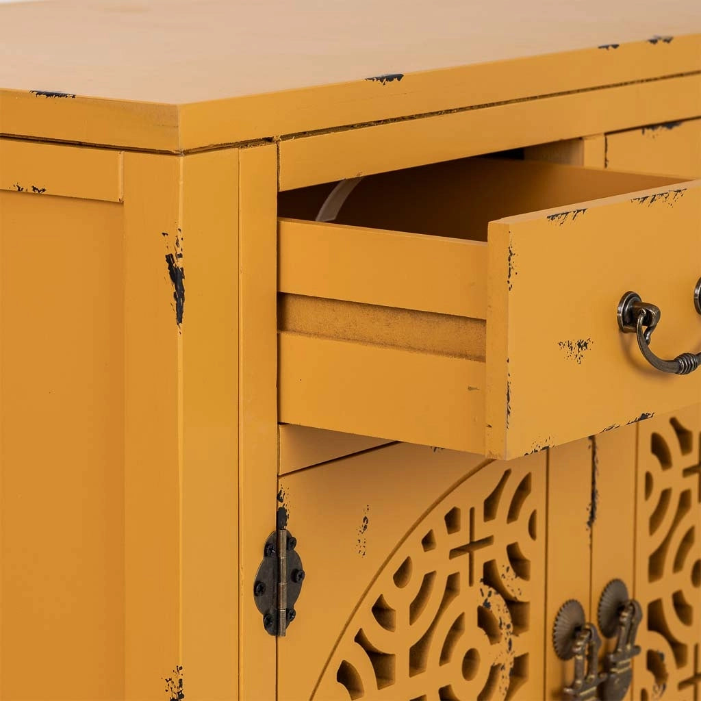 Tavolino da ingresso in legno giallo 120x40x102h cm