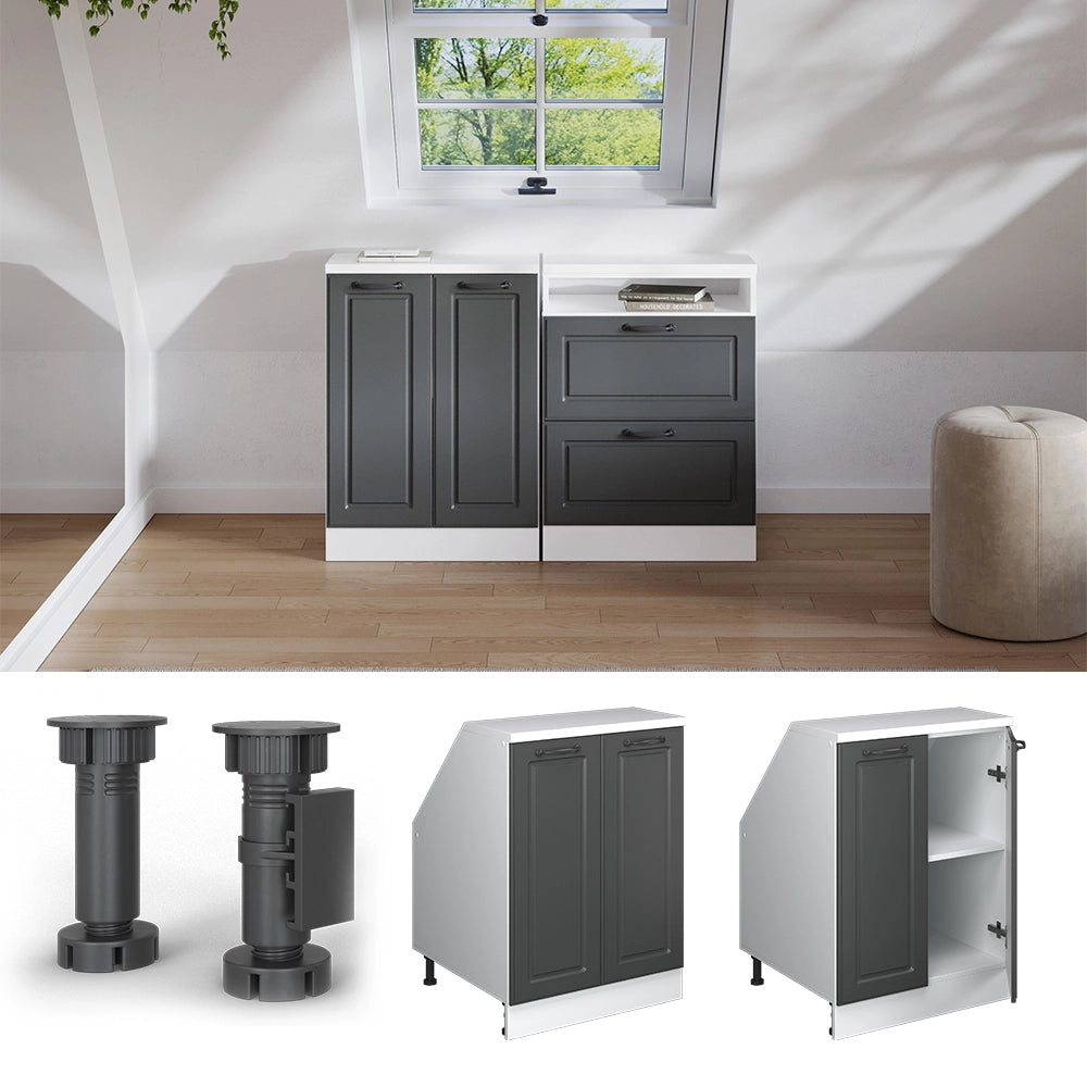 Mobile sottotetto Rion Antracite rustico/Bianco 60 x 83.8 cm con 2 porte, carcassa 60 cm profondità Vicco