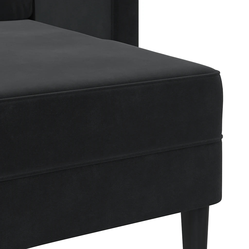 Divano a 2 posti con chaise longue a L-Sofa 2 Posti nero 125 cm in velluto