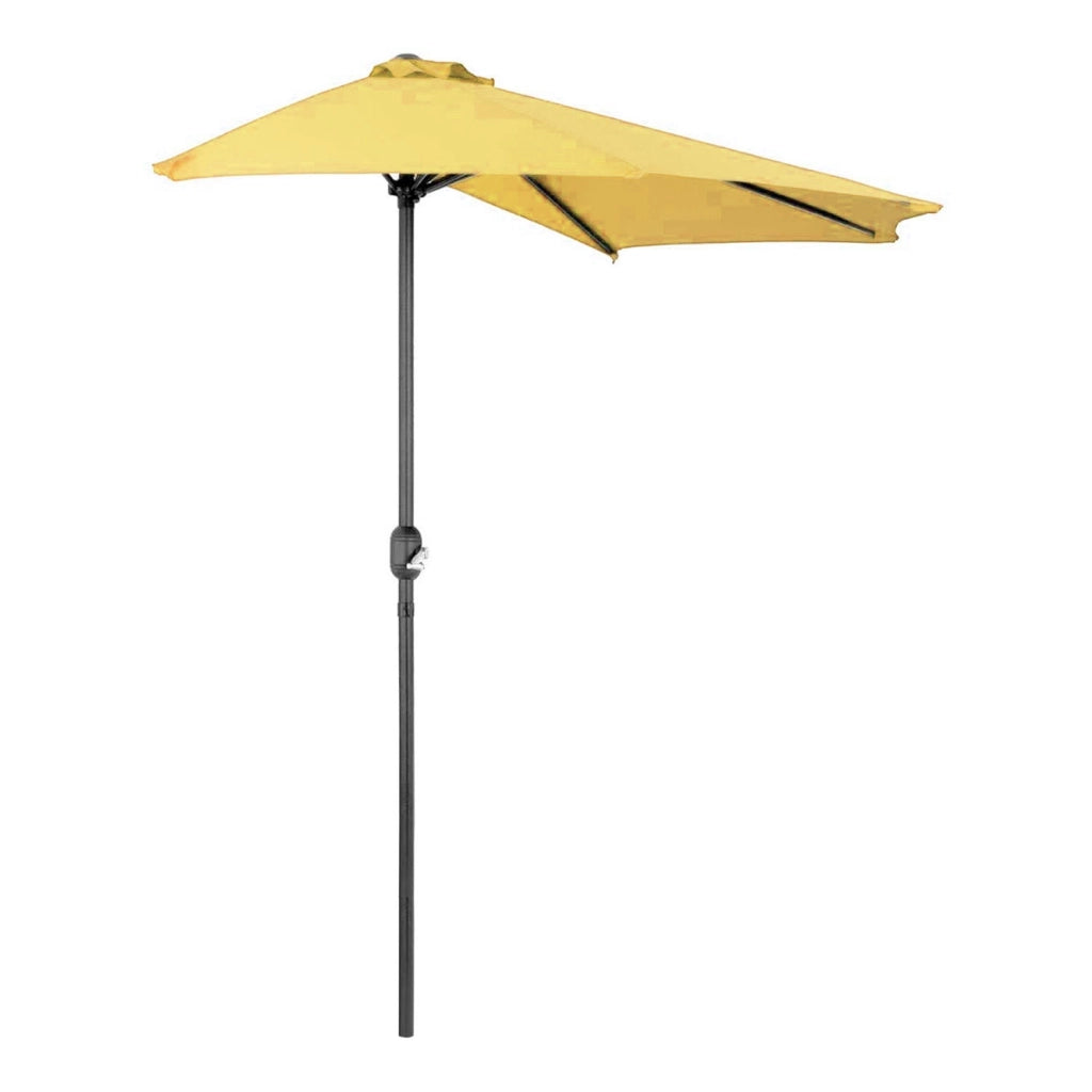 Mezza Luna - Ombrellone a mezza luna con palo centrale da Ø38 mm e telo in poliestere da 180gr/mq con airvent. Ombrellone da balcone o terrazzo in giallo L300xP150xH250 cm
