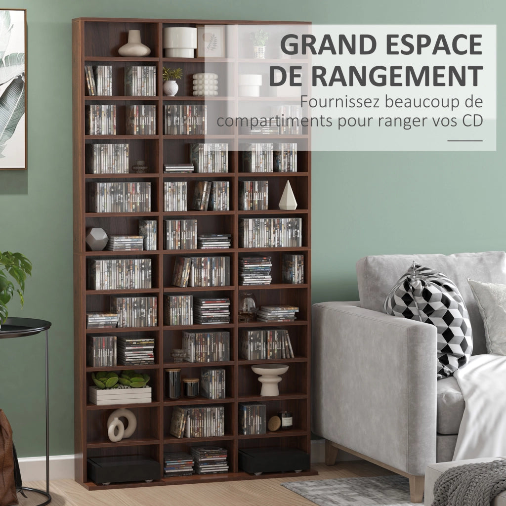 Libreria per CD e DVD con 36 scomparti ¨C zephmum ¨C marrone 102x23.5x195 cm