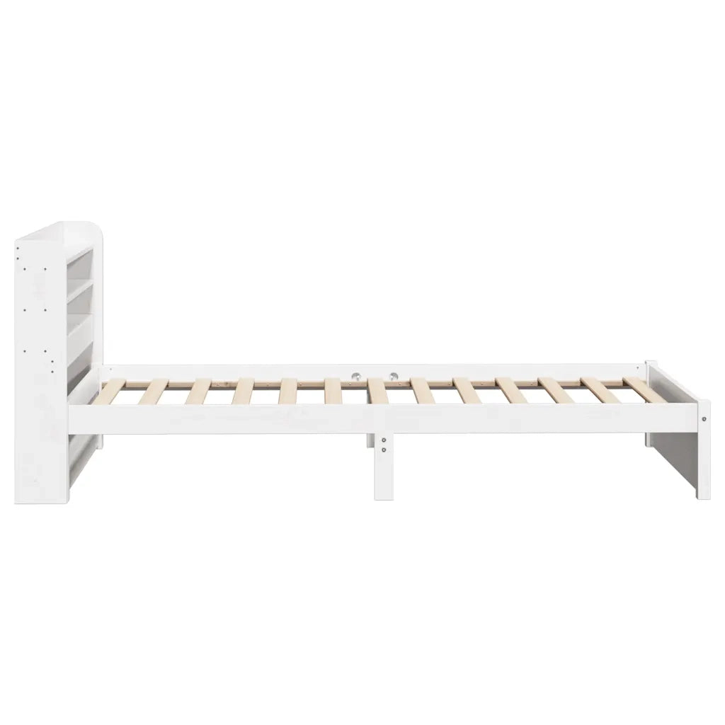 Giroletto con Testiera Bianco 75x190 cm Legno Massello di Pino 3306721