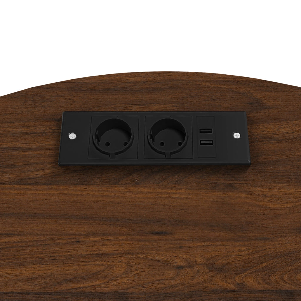 TAVOLINO BEISTELL TAVOLO CILINDRICO 60x60x60 cm MDF Walnuss con presa e 2 USB