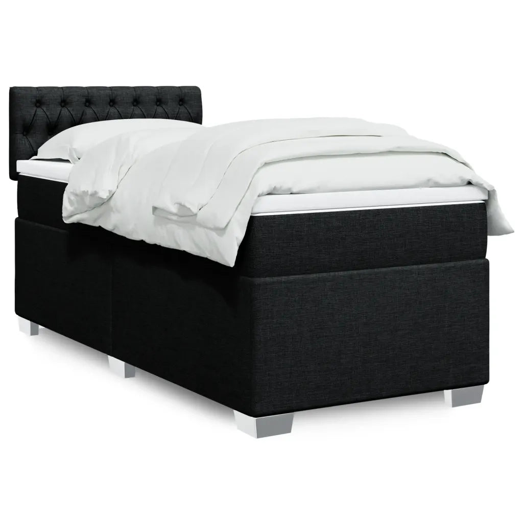 vidaXL Giroletto a Molle con Materasso Nero 90x200 cm in Tessuto