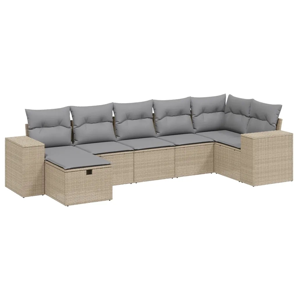 Set Divano da Giardino 7 pz con Cuscini Beige Misto Polyrattancod mxl 90880