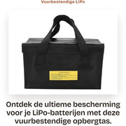 Batteria LiPo Resistente al Fuoco - Tasca di Ricarica e Stoccaggio - Sicuro caricare e stoccare - Nero - Grande Capacità - Ideale per appassionati e professionisti