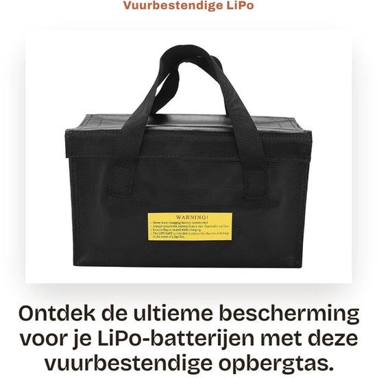Batteria LiPo Resistente al Fuoco - Tasca di Ricarica e Stoccaggio - Sicuro caricare e stoccare - Nero - Grande Capacità - Ideale per appassionati e professionisti