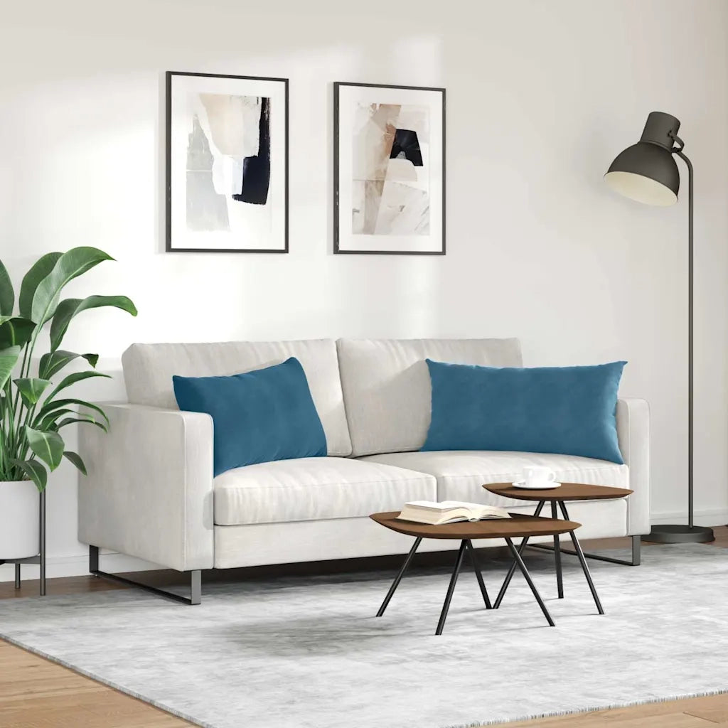 Cuscini da Divano 2 pz | Cuscini per sedie Blu 80 x 40 cm Tessuto in Cords