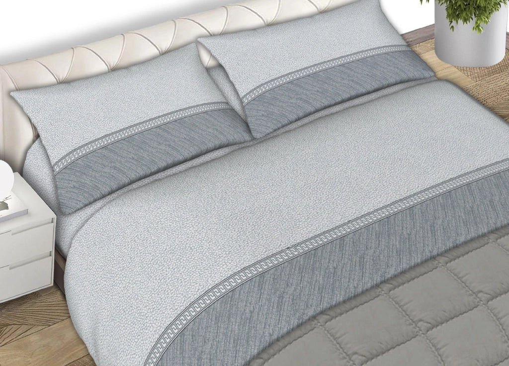 Completo Lenzuola Letto 100% Cotone Made Italy Disegno Borbon25 CN - Singolo - Grigio
