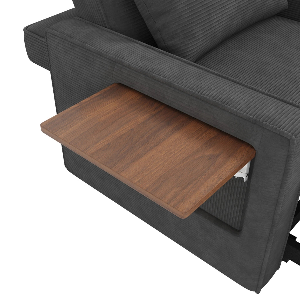Divano letto monoposto reclinabile 177x70 cm in tessuto a coste grigio