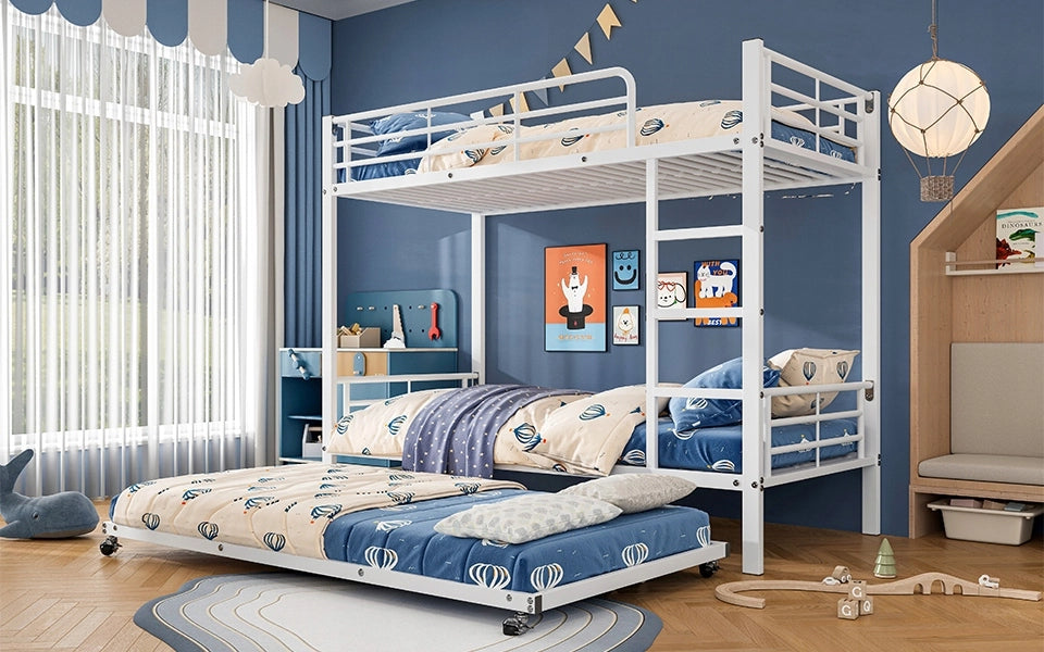 Letto a castello con letto estraibile - Xylo - 90x200&90x190, bianco