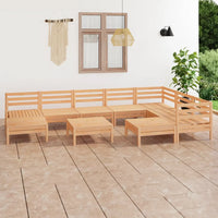 Set Divani da Giardino 10 pz in Legno Massello di Pino cod mxl 36634