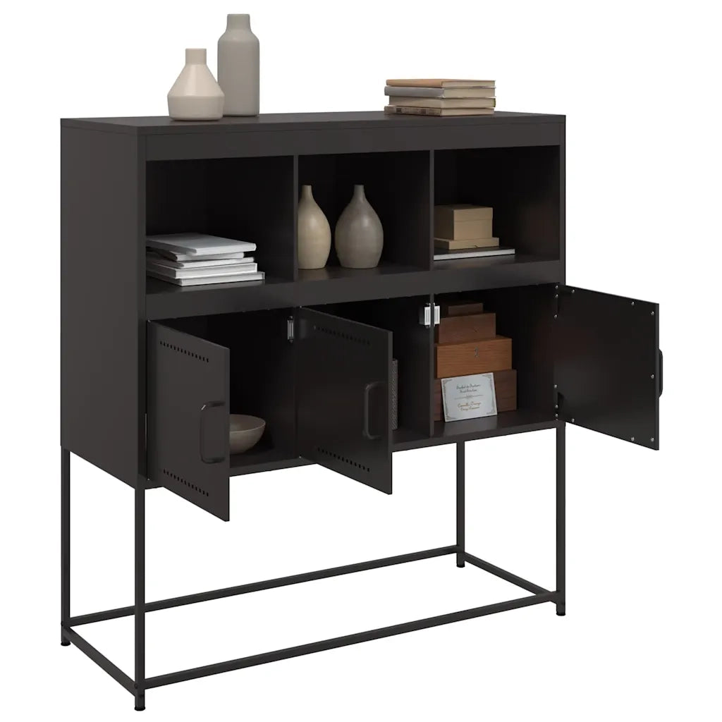 Credenza-Buffet-Armadio da cucina Nera 100,5x39x107 cm in Acciaio 649899