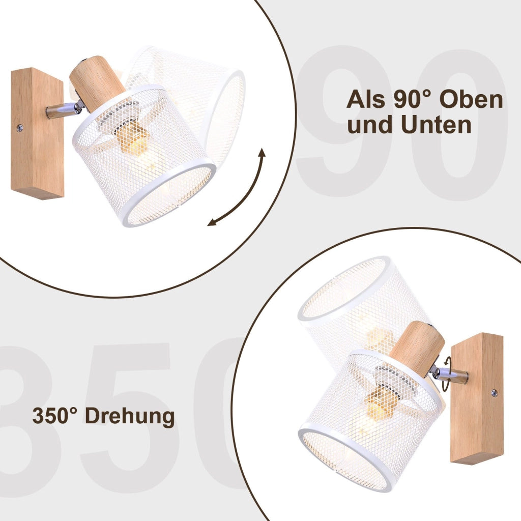 ZMH Faretto da soffitto 1 luce orientabile 350° aspetto legno per soggiorno