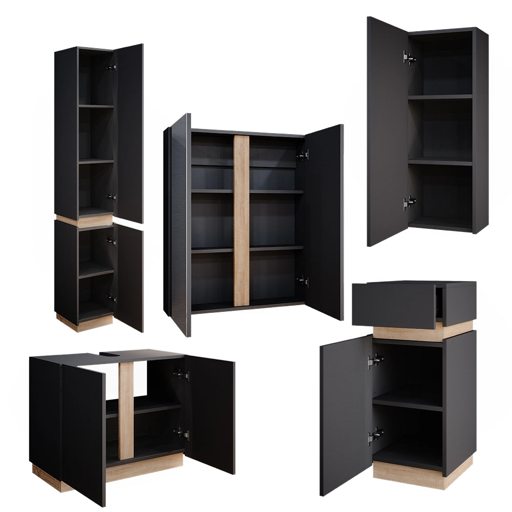 Vicco Set di mobili da bagno Antracite 5 parti