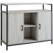 EasyComfort Credenza Moderna in Legno con 2 Armadietti e Ripiani, Mobile Cucina e per Ingresso Grigio Chiaro, 100x34x87.2cm