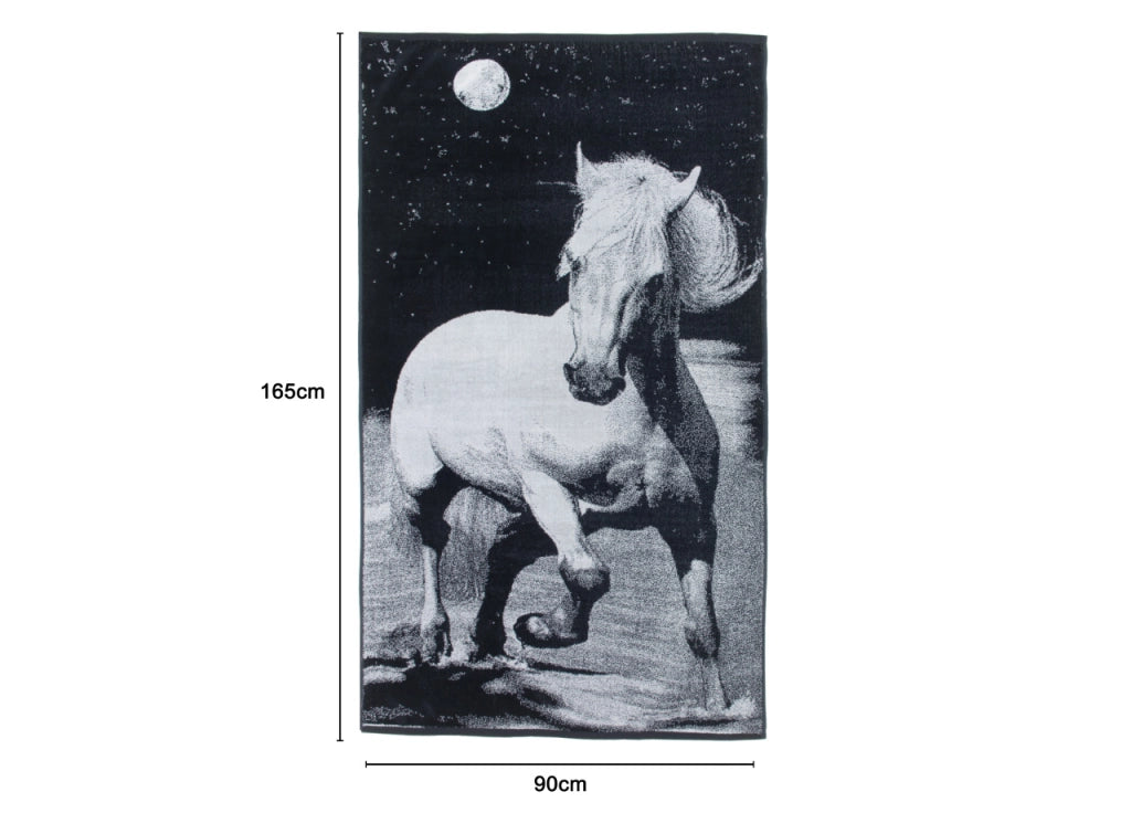 Telo Mare Jacquard Spugna Asciugamano Spiaggia Disegno Safari Horse D3