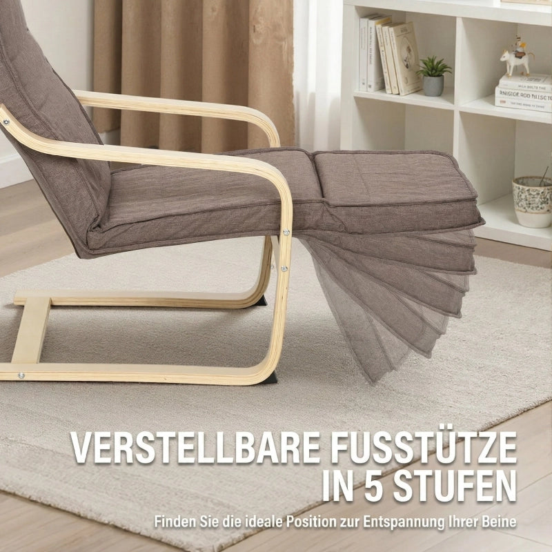 POLTRONA Relax con poggiapiedi regolabile 66,5x94x100 cm Marrone