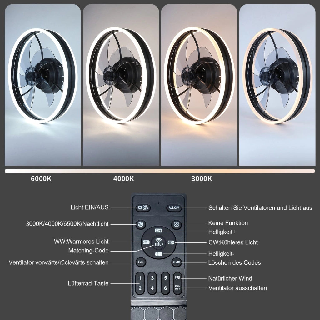 ZMH Ventilatore da soffitto con illuminazione telecomando lampada da soffitto dimmerabile temporizzata